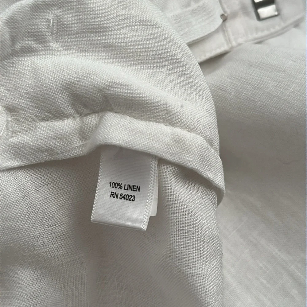Banana Republic white unlined lightweight linen wide leg palazzo pants